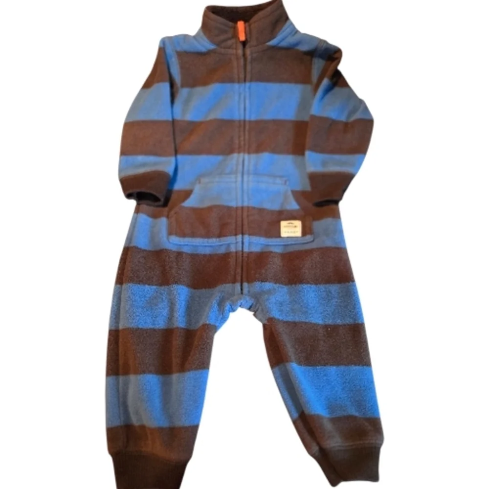 Carter's, Striped Blue and Black Kids One Piece/Sleeper- Size 6mos